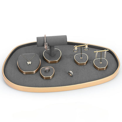 Gray Microfiber Jewelry Display Stand for Necklaces & Rings