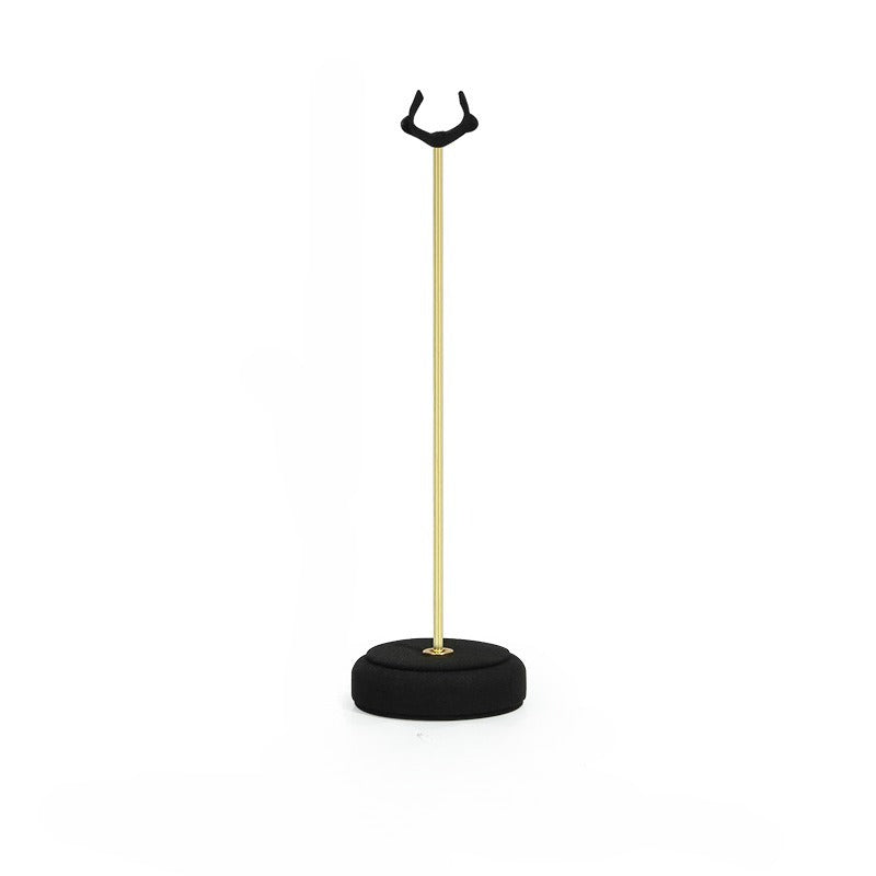 Velvet Ring Display Stand - Tall Gold Metal Base Holder for Engagement & Wedding Rings