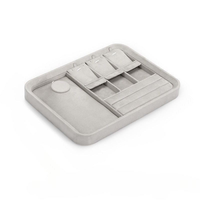 Gray Jewelry Display Tray with Lid for Necklaces, Bracelets & Earrings