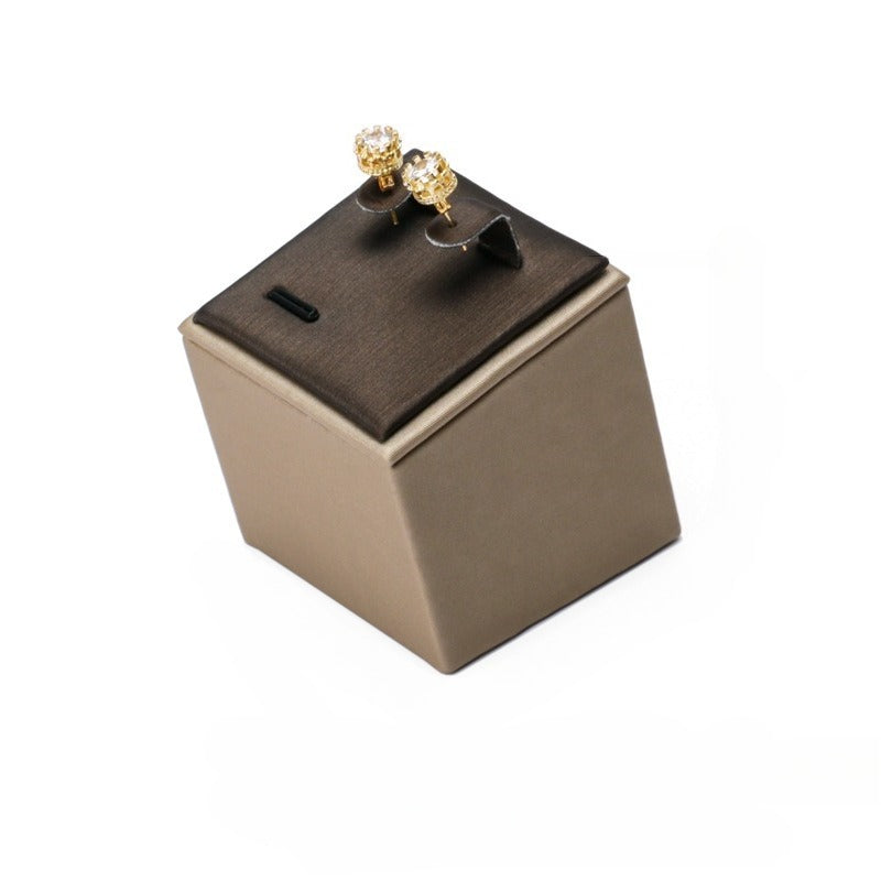 Black & Beige PU Leather Jewelry Display Set - Modular Counter Stand with Busts, Ring, Earring & Bracelet Holders