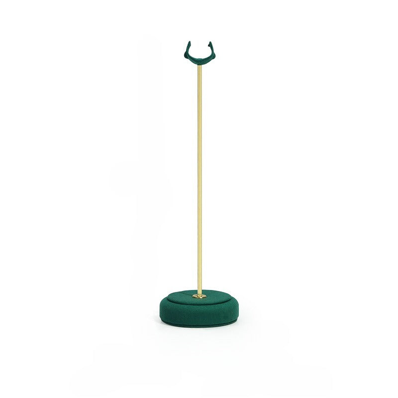 Velvet Ring Display Stand - Tall Gold Metal Base Holder for Engagement & Wedding Rings
