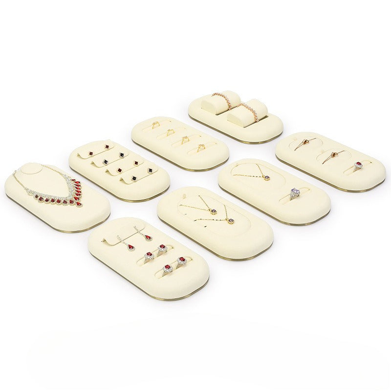 Oval Jewelry Display Tray with Metal Base for Necklaces, Rings & Bracelets