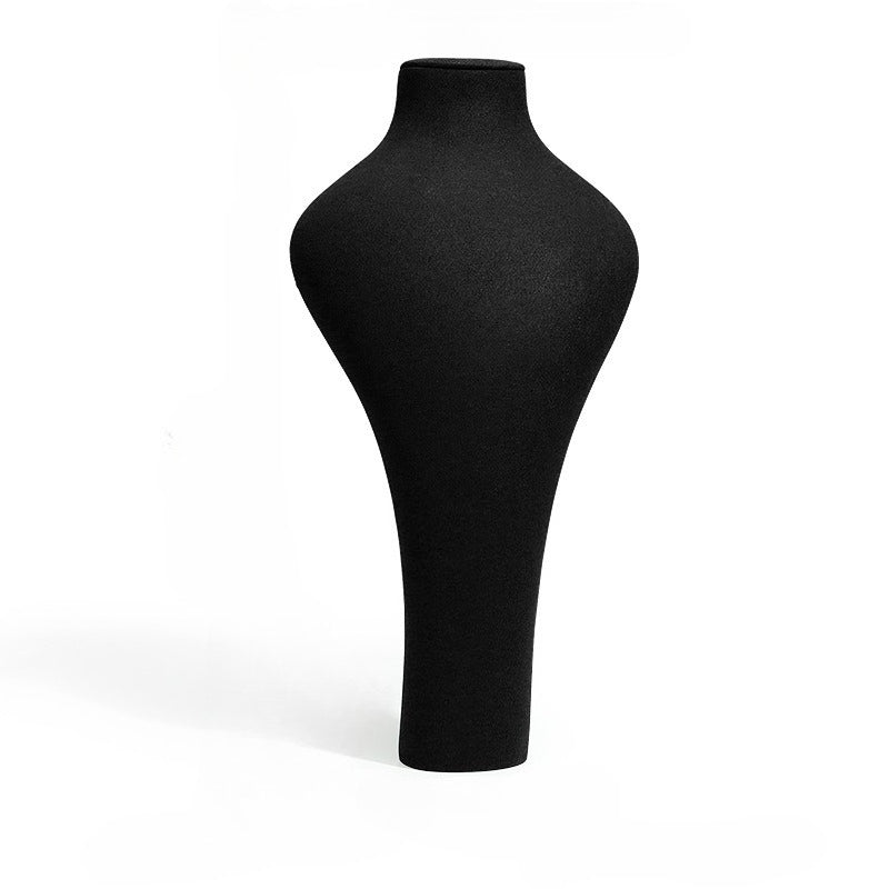 Black Microfiber Jewelry Display Stand for Necklaces Rings Earrings
