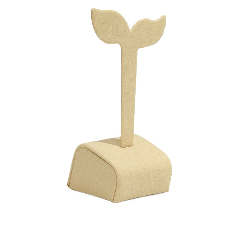 New Superfine Fiber Beige Jewelry Display Stand | Ring Necklace Holder for Gold, Pearl & Fine Jewelry