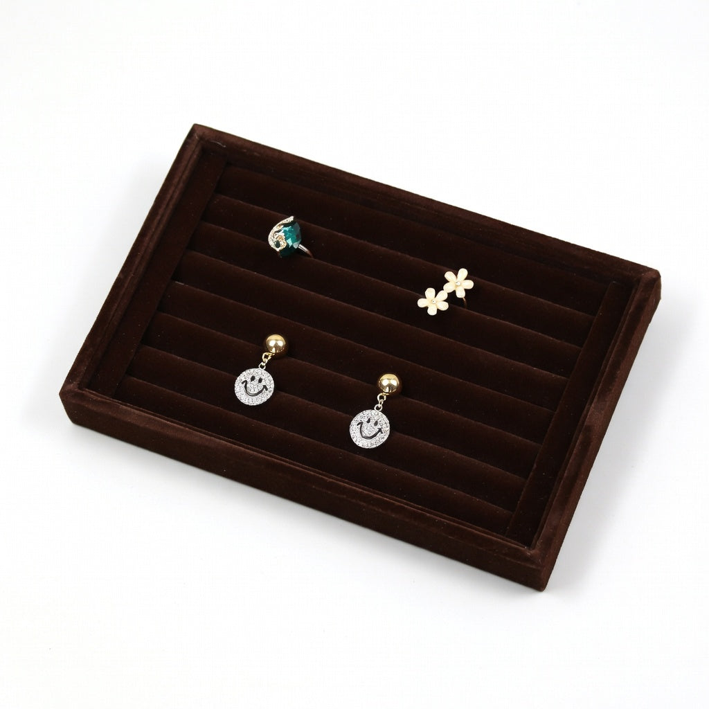 Small Velvet Ring Earring Tray - Plush Jewelry Display Holder