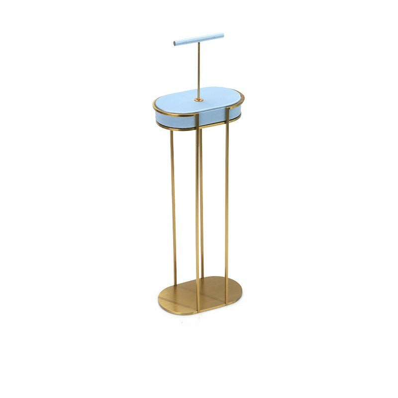 Light Blue & Gold Jewelry Display Set - Luxury Retail Stand with Necklace Bust, Earring & Ring Holders