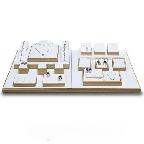 Jewelry Display Set Gold White Necklace Ring Stand