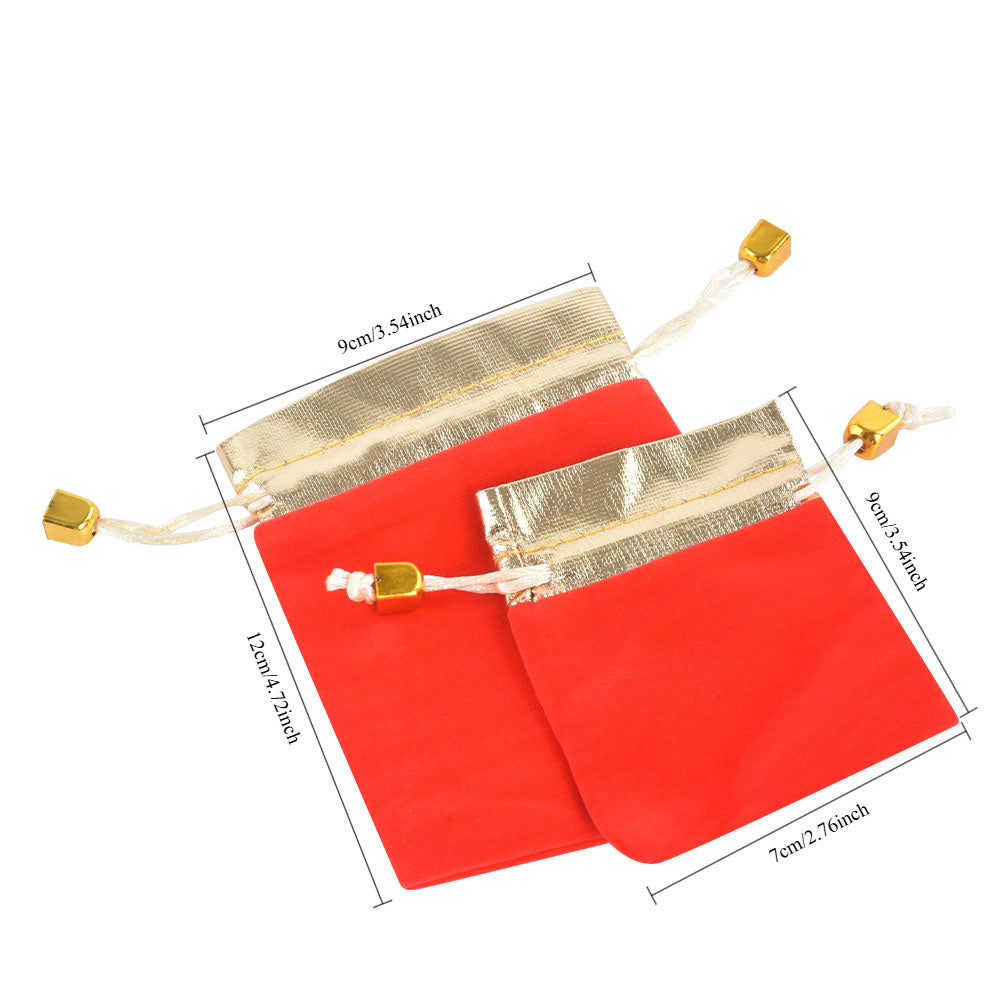 100PCS 7*9 9*12CM Velvet Drawstring Bags with Gold Trim Suitable for Jewelry Storage Wedding Holiday Party Portable Gift Bags