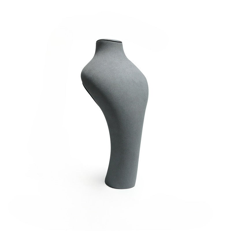 Gray Microfiber Jewelry Display Stand - Torso Necklace Holder