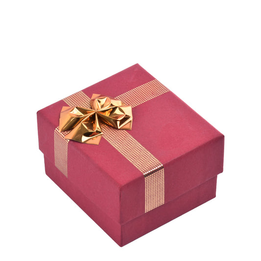 Caja para anillos roja con lazo plateado brillante