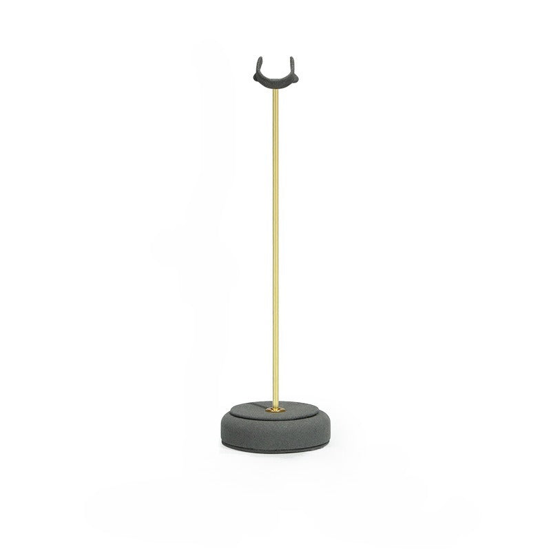Velvet Ring Display Stand - Tall Gold Metal Base Holder for Engagement & Wedding Rings