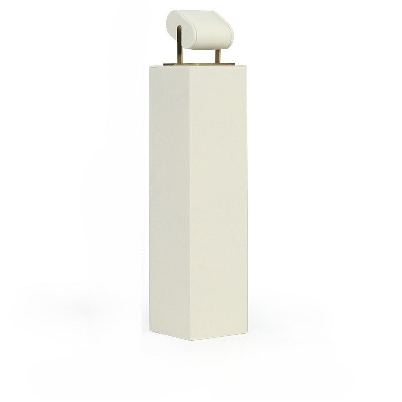 Cream White Velvet Jewelry Display Set with Gold Base - Complete Stand for Necklaces & Rings