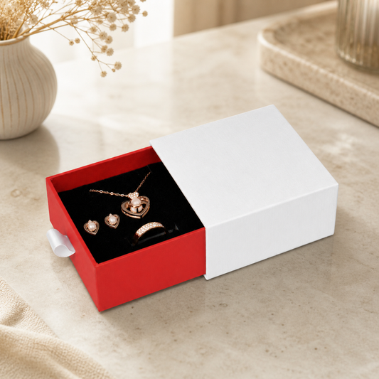White & Red Drawer Jewelry Boxes – 24 Pack
