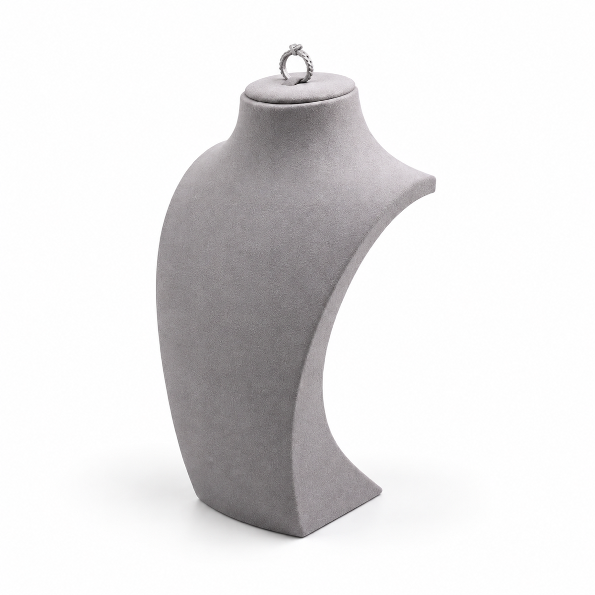 Gray / 20 cm brushed-leather necklace display bust facing lower left - CND001