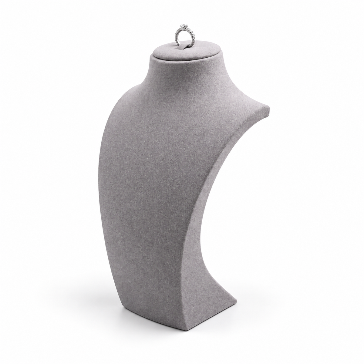 Gray / 25 cm brushed-leather necklace display bust facing lower left - CND002