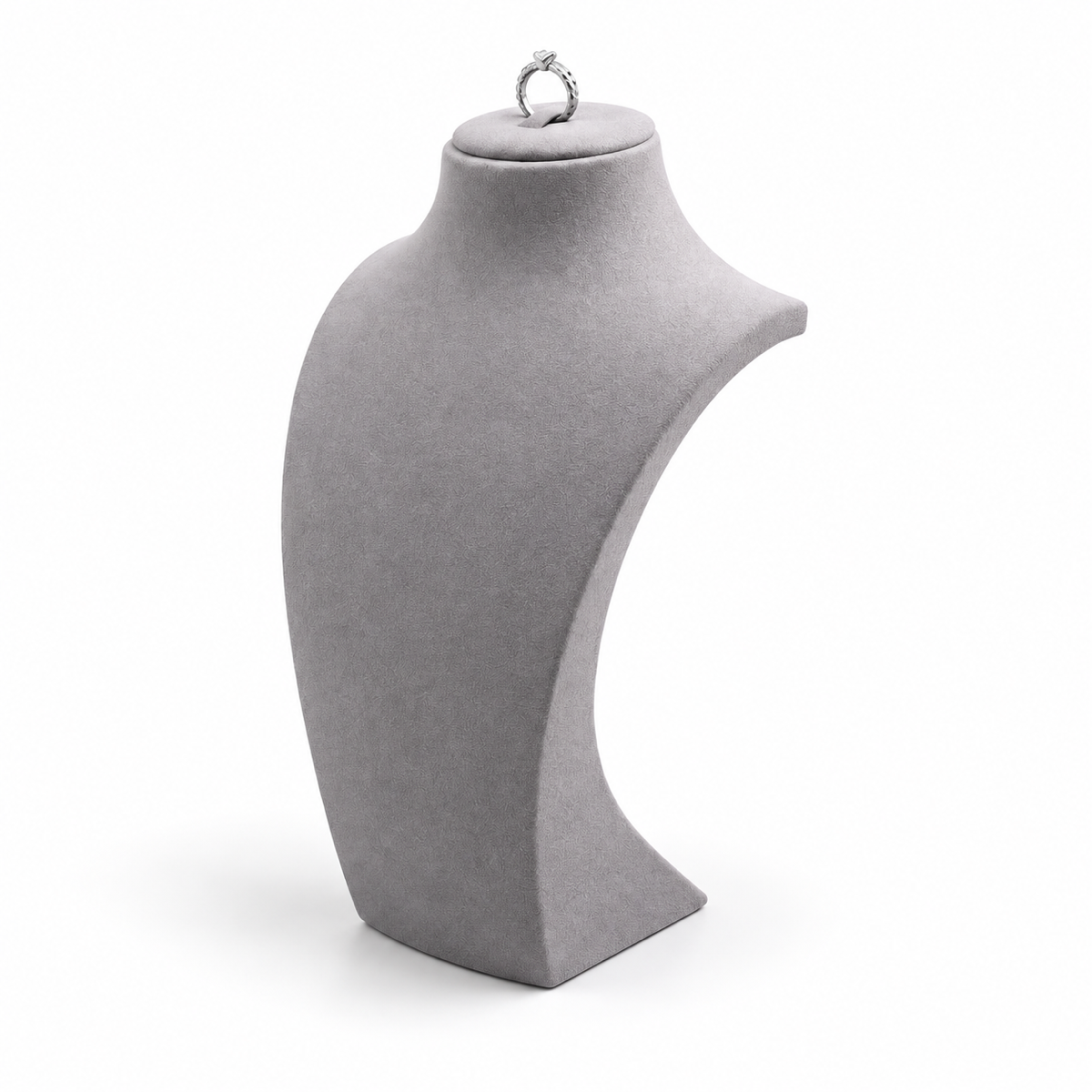 Gray / 33 cm brushed-leather necklace display bust facing lower left - CND003