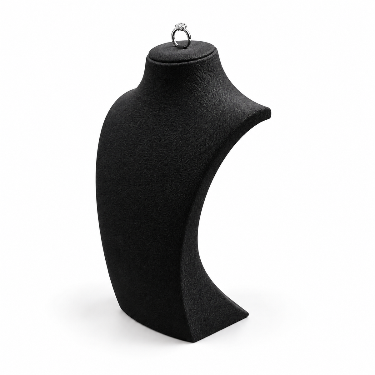 Black / 20 cm brushed-leather necklace display bust facing lower left - CND004