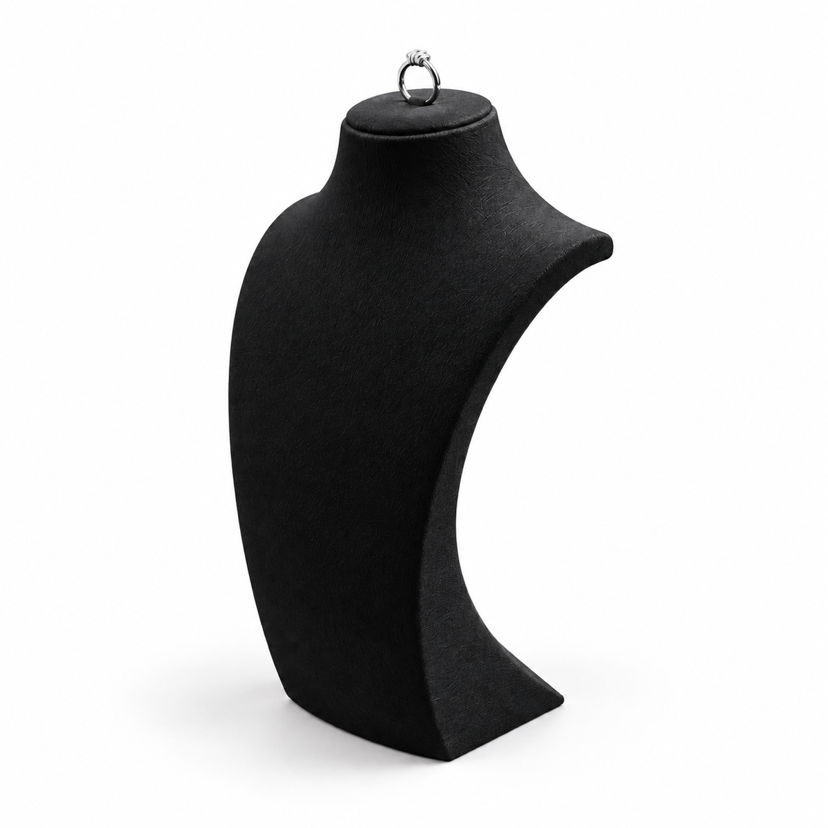 Black / 25 cm brushed-leather necklace display bust facing lower left - CND005