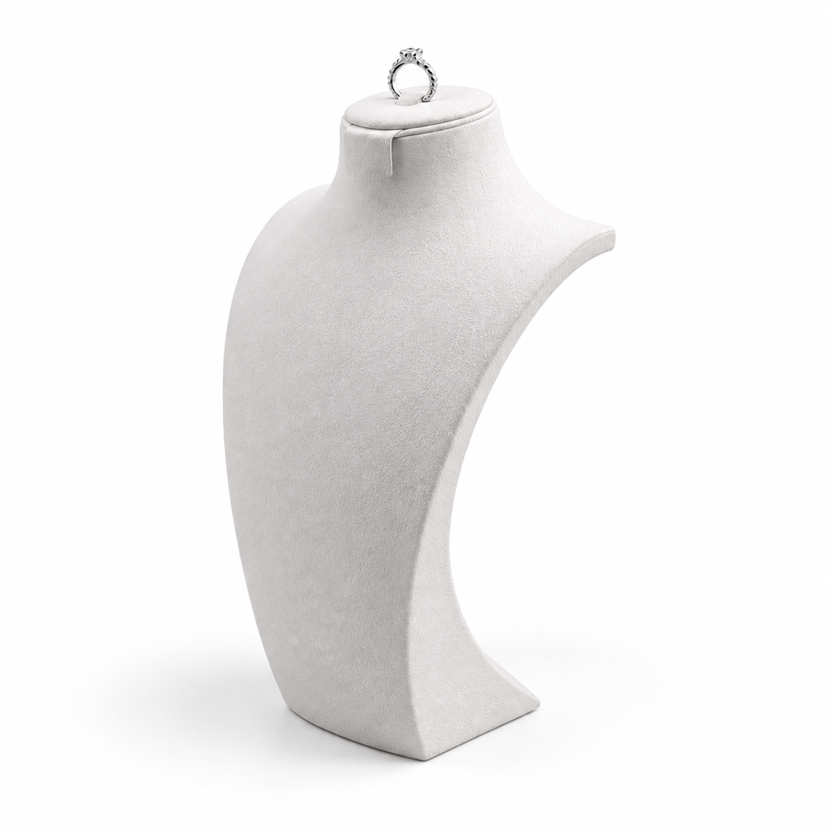 White / 20 cm brushed-leather necklace display bust facing lower left - CND007