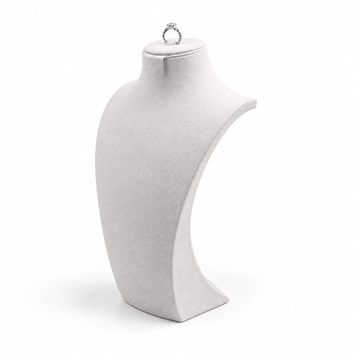 White / 25 cm brushed-leather necklace display bust facing lower left - CND008