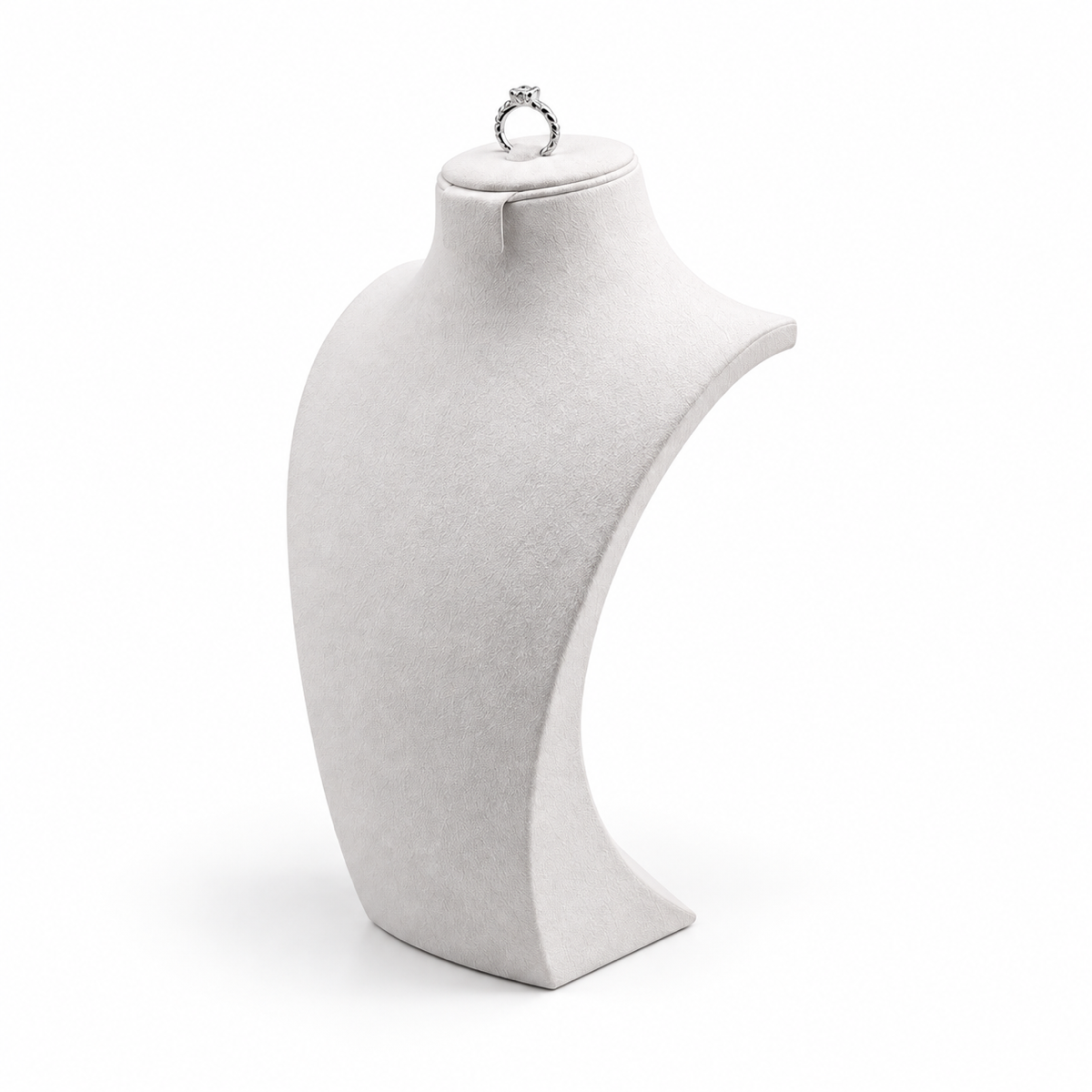 White / 33 cm brushed-leather necklace display bust facing lower left - CND009