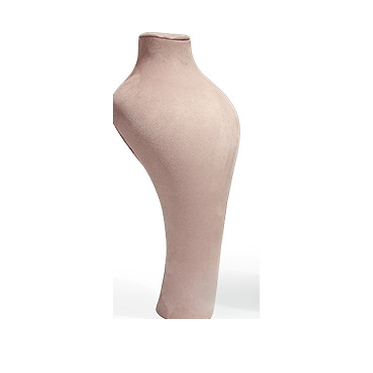 Pink Curved Bust H2 / 18 x 34.5 cm complete velvet necklace display bust on white background - CND013