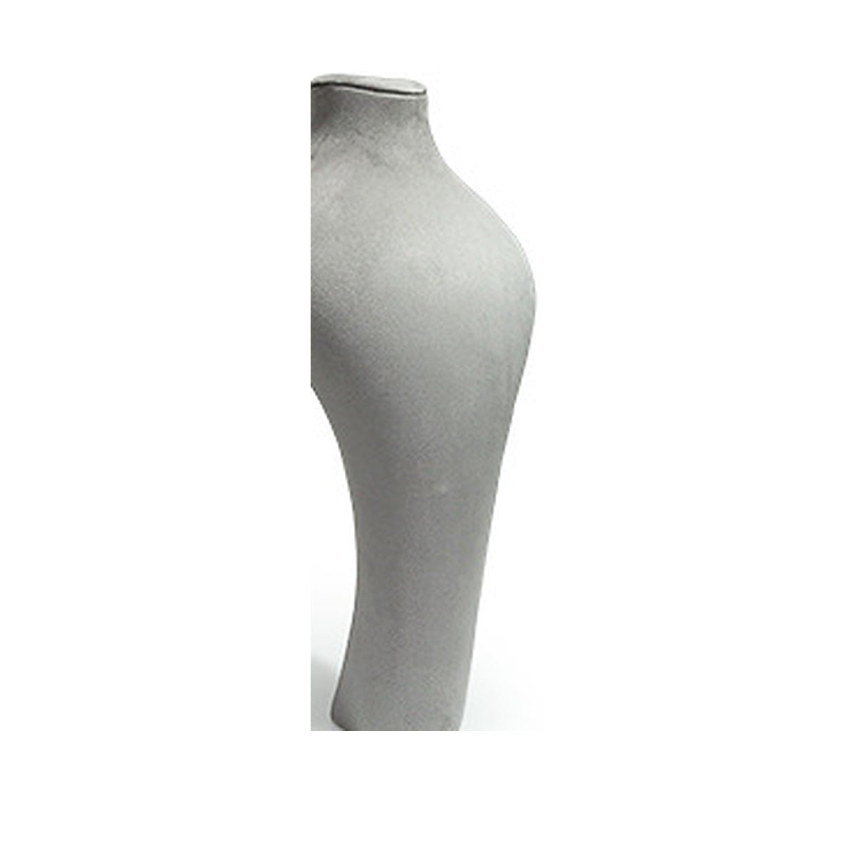 Gray Curved Bust H2 / 18 x 34.5 cm complete velvet necklace display bust on white background - CND015