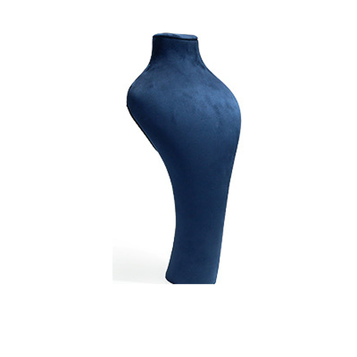 Blue Curved Bust H2 / 18 x 34.5 cm complete velvet necklace display bust on white background - CND017