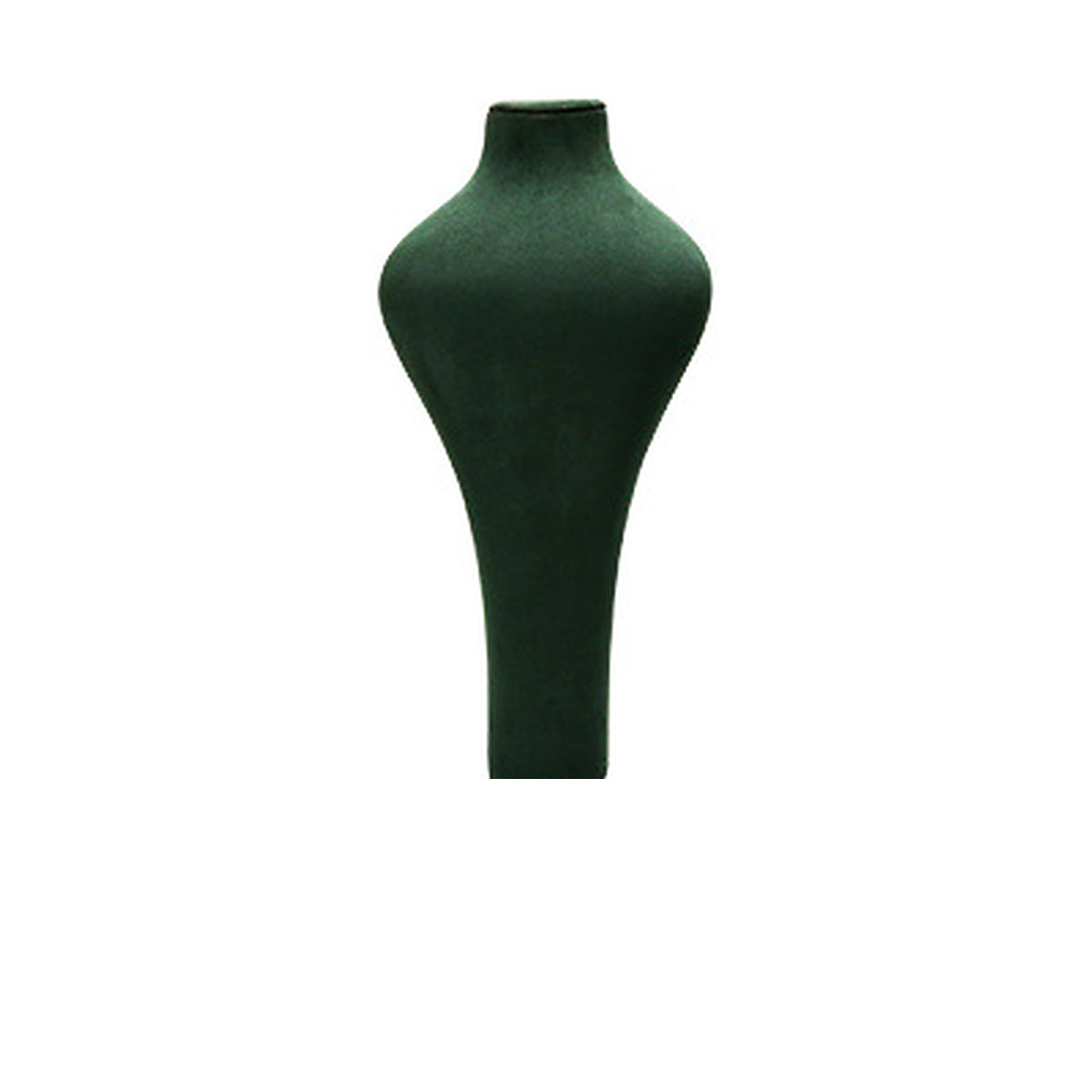 Green Curved Bust H1 / 15 x 30 cm complete velvet necklace display bust on white background - CND018