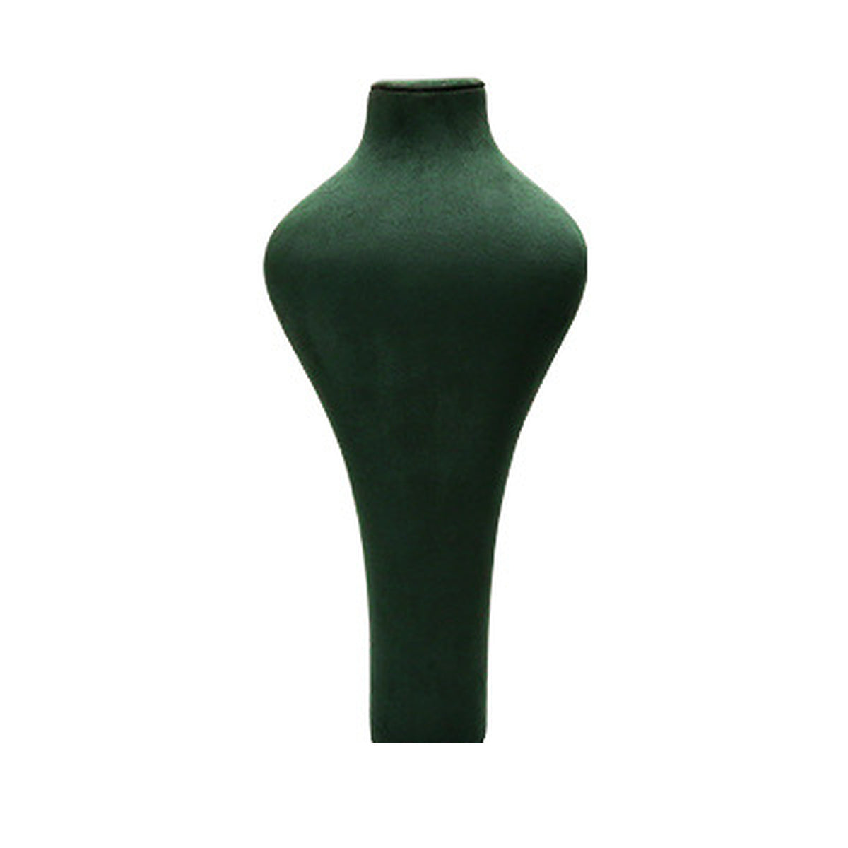 Green Curved Bust H3 / 20 x 40 cm complete velvet necklace display bust on white background - CND019