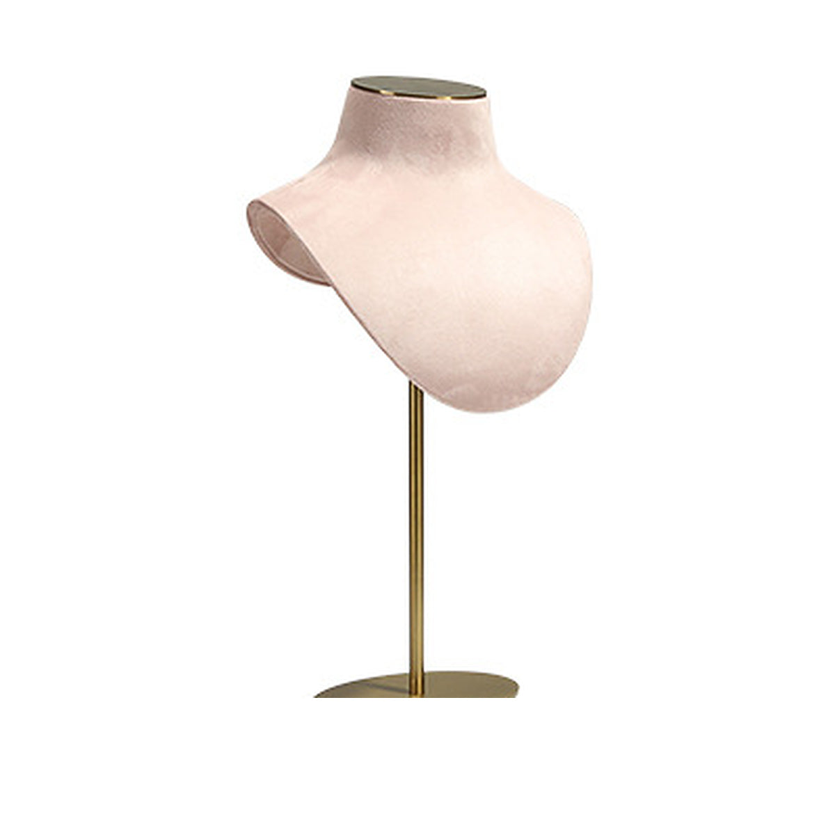 Pink Velvet Portrait H2 / 15 x 37 cm complete velvet necklace display bust on white background - CND024