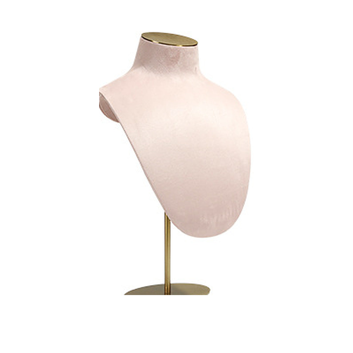 Pink Velvet Portrait H3 / 15 x 37 cm complete velvet necklace display bust on white background - CND025