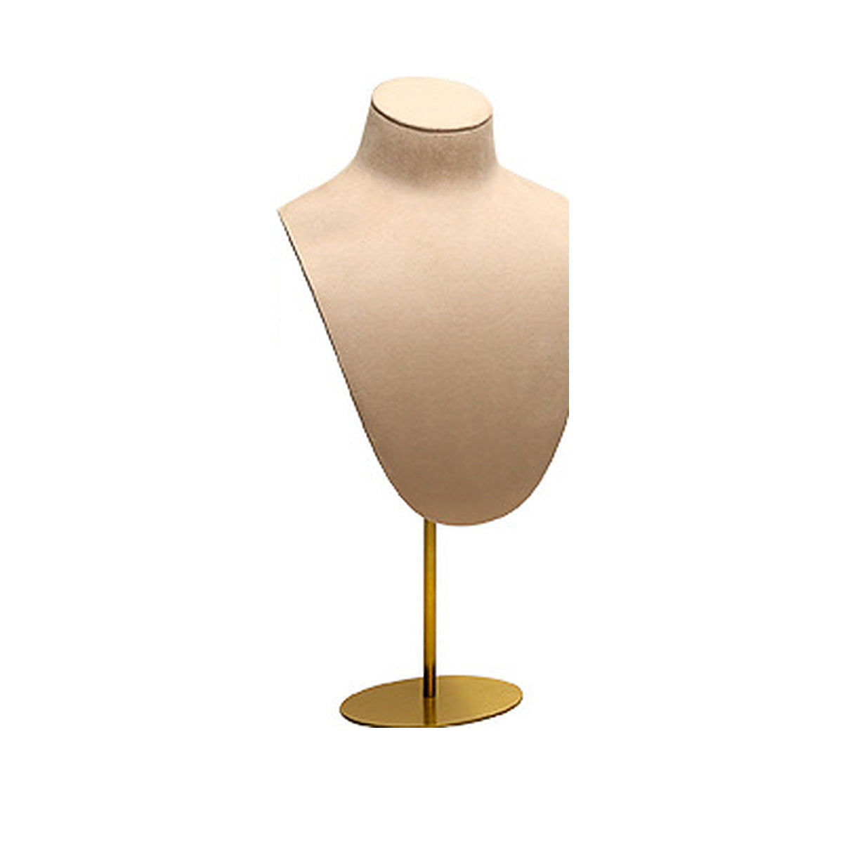 Khaki Metal Portrait Large / 15 x 35 cm complete velvet necklace display bust on white background - CND028