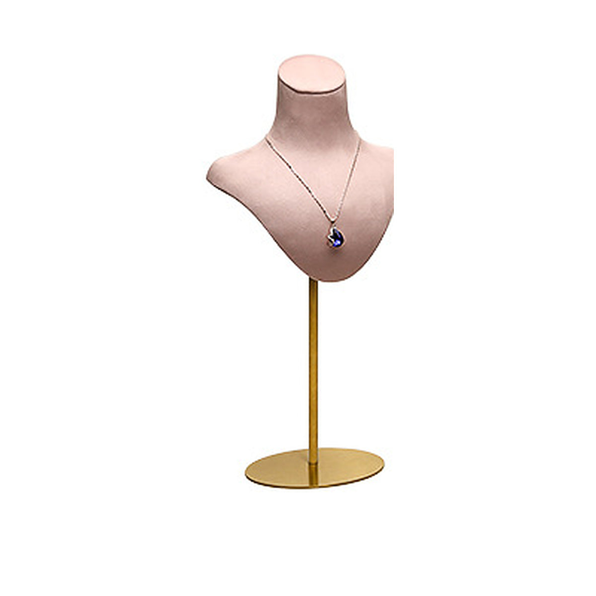 Pink Metal Portrait Small / 15 x 37 cm complete velvet necklace display bust on white background - CND029