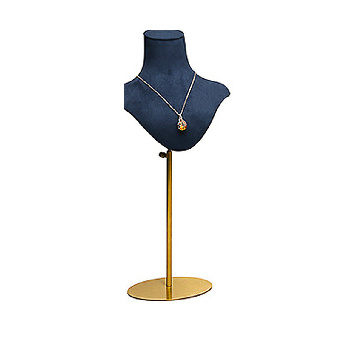 Royal Blue Metal Portrait Small / 15 x 37 cm complete velvet necklace display bust on white background - CND035