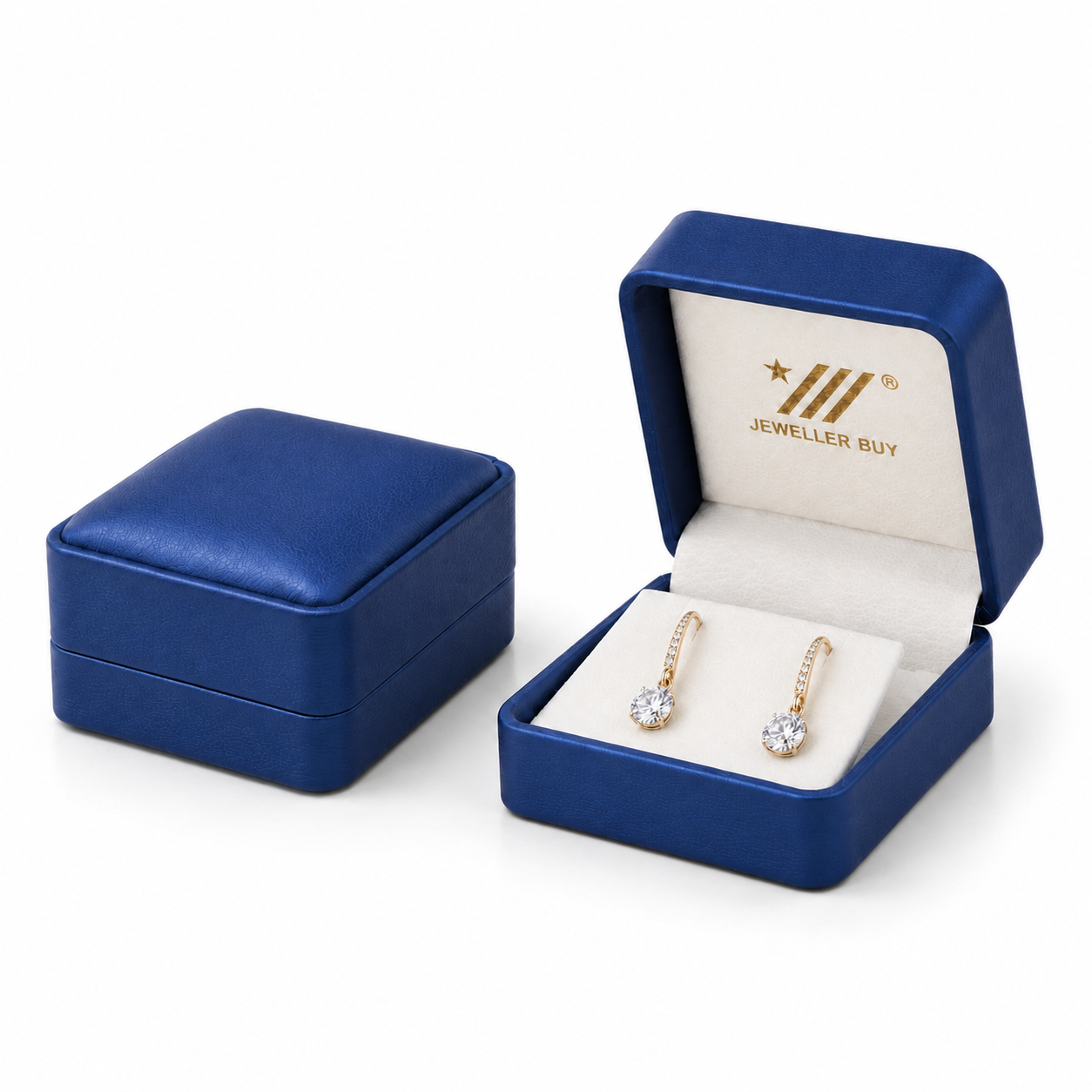 Blue PU Leather Earring Box