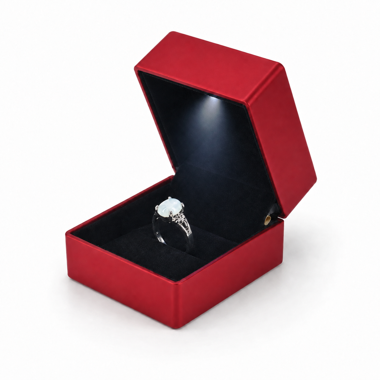 Red Black Plastic Velvet Ring Box