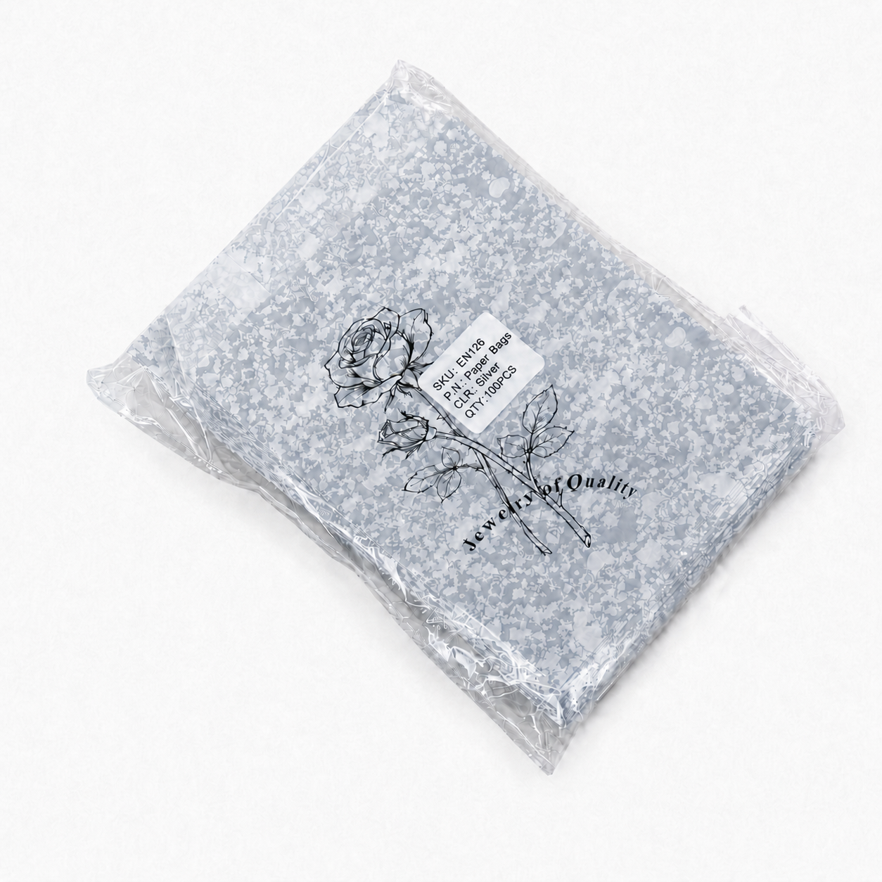 Silver Paper gift bag  Price For 100pcs, 5" × 7"