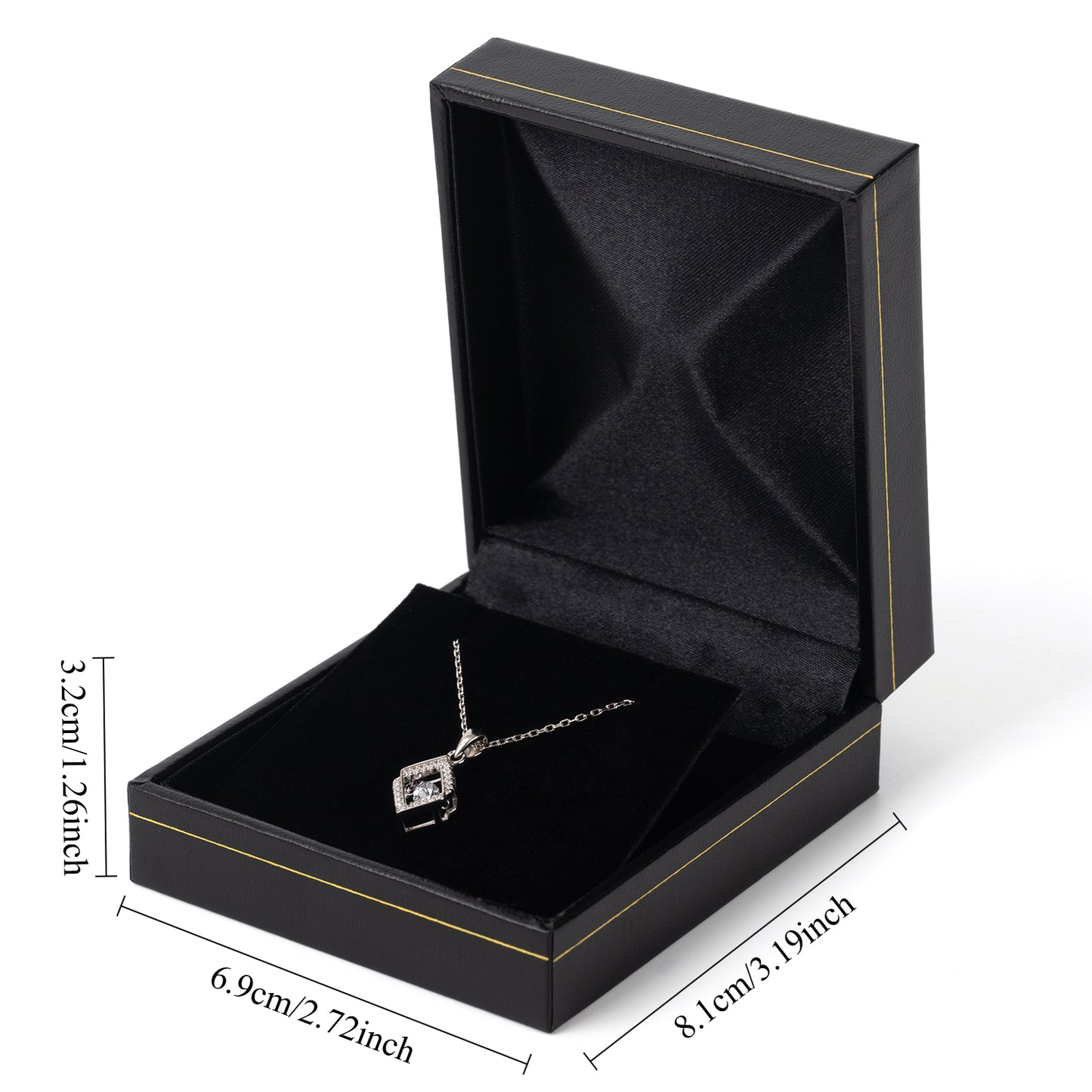 12PCS (LE7-BK) Black Earring Box With Gold Trim