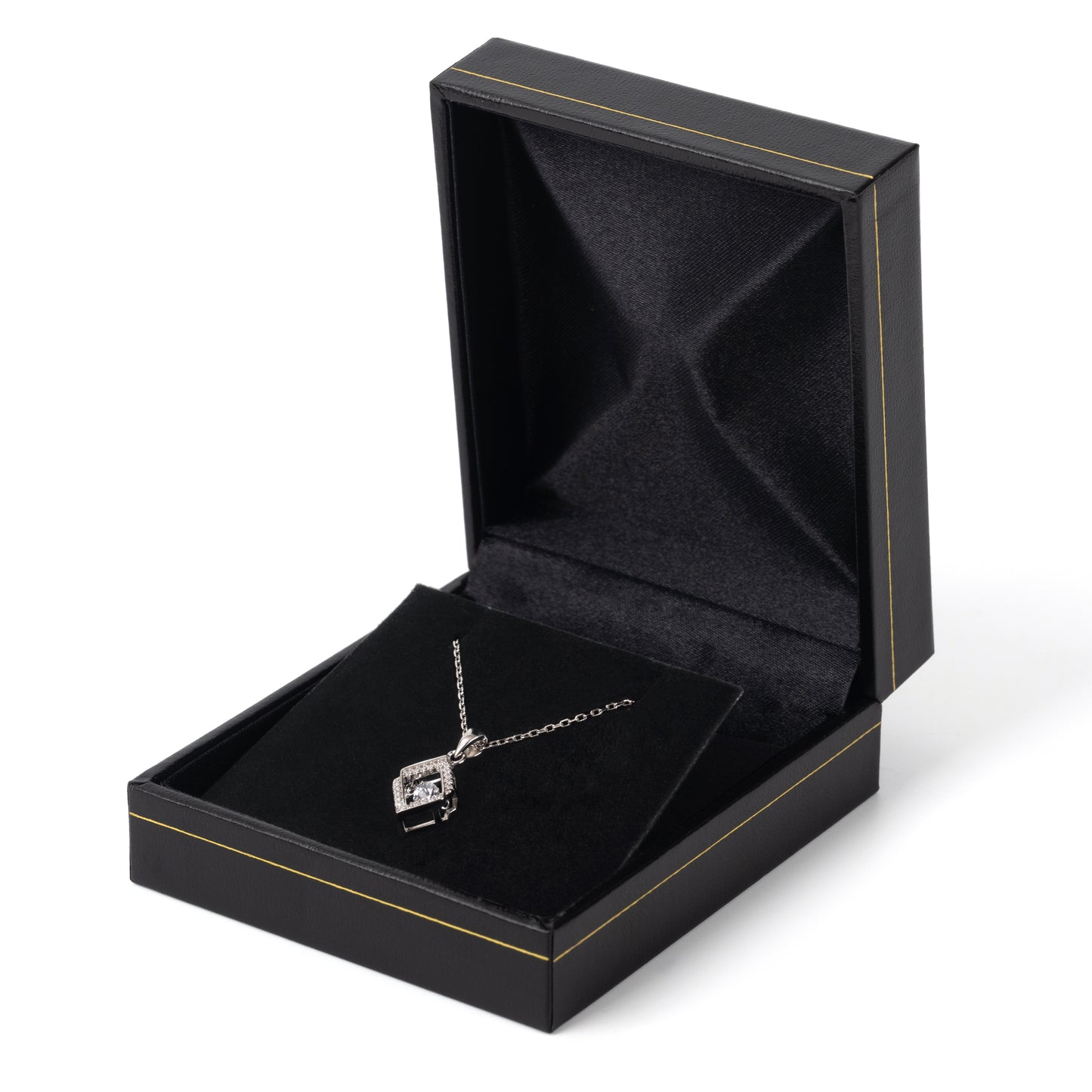 12PCS (LE7-BK) Black Earring Box With Gold Trim