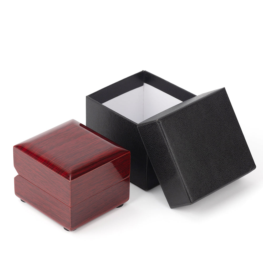 12PCS Glossy Ring Wooden Box With Light