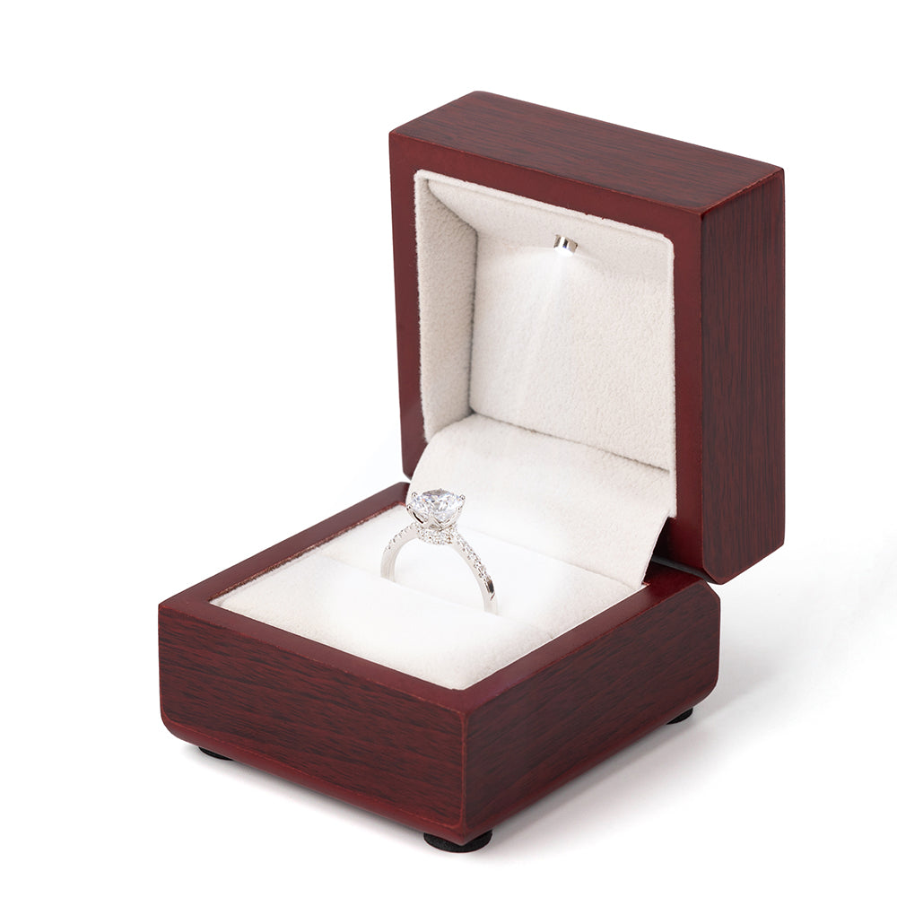 12PCS Glossy Ring Wooden Box With Light