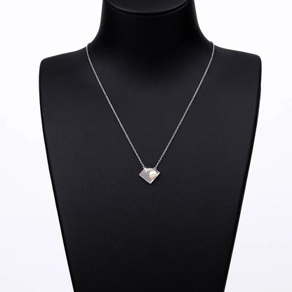 925 sterling silver women teardrop pearl charm drop pendant necklace with pearl pendant