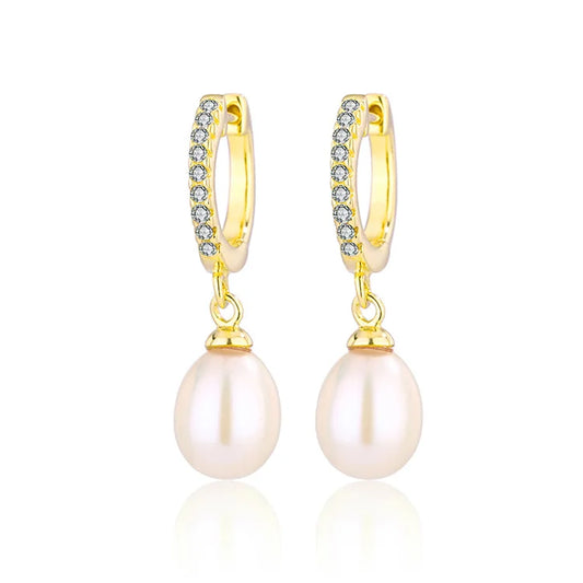 Trendy fashion jewelry statement 18k classy rose gold plated sterling silver pearl stud earrings with zircon diamond
