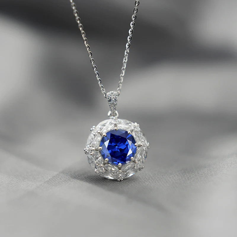 Jeweller Buy Fashionable 925 Sterling Silver Necklace Trendy 3CT Moissanite Diamond Blue Green Pendant Link