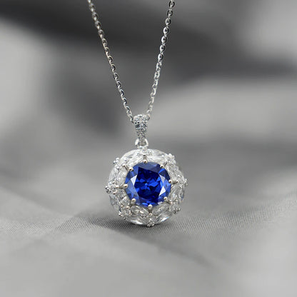 Jeweller Buy Fashionable 925 Sterling Silver Necklace Trendy 3CT Moissanite Diamond Blue Green Pendant Link