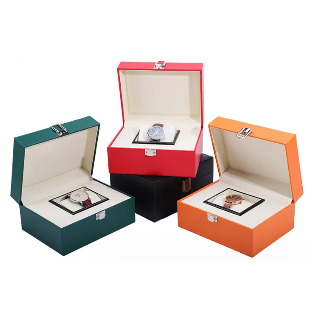 Luxury PU Leather Watch Box with High-End Display Elegant Storage Case