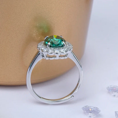 Jeweller Buy Classic Gemstone Ring in Green Oval Moissanite Fine Jewelry 925 Sterling Silver