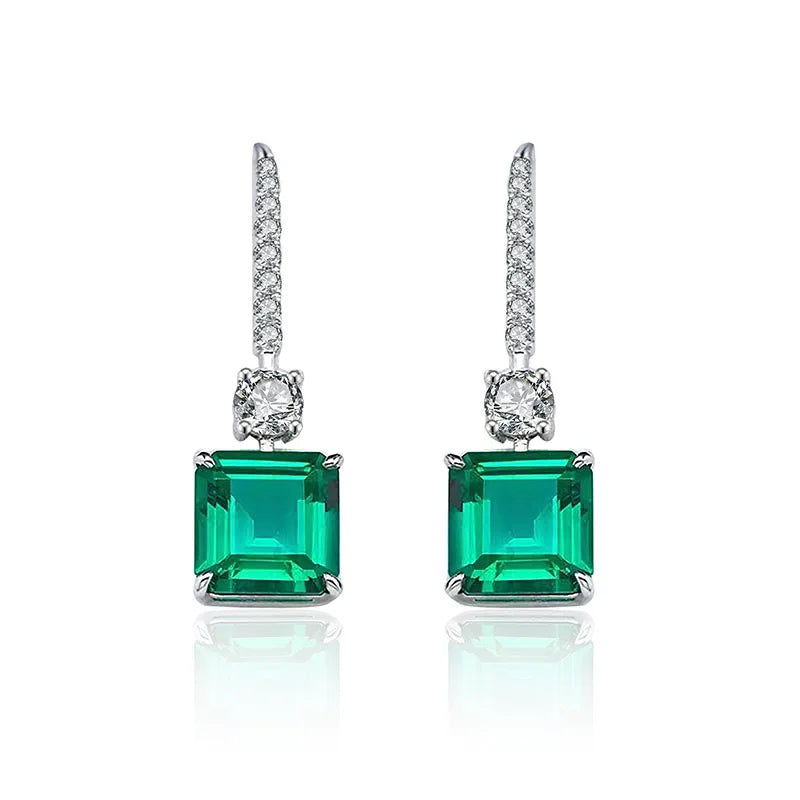 Jeweller Buy Asscher Cut Green Moissanite Earrings New Design 925 Sterling Silver Unisex Ladies & Men's Earhooks for Parties or Gifts