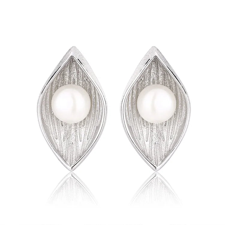 Custom wholesale modern cultured freshwater pearl jewelry 925 sterling silver earrings